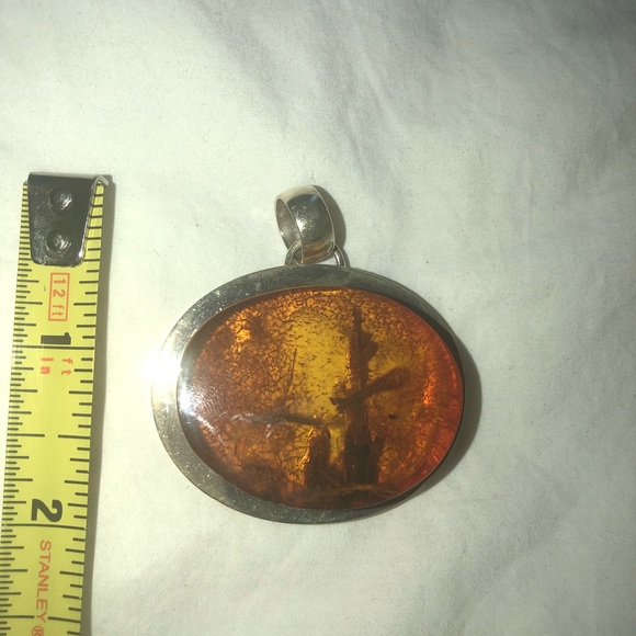 Pendant (amber and sterling silver) - Picture 3 of 4